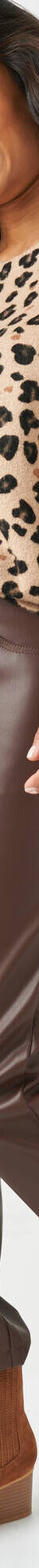 Nauwsluitende 7/8-broek, gecoat aspect (chocolade) Nauwsluitende 7/8-broek, gecoat aspect (chocolade)